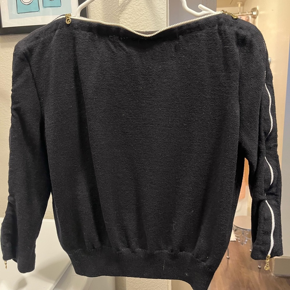 St. John Black with white zippers sweater